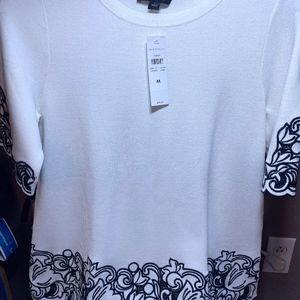 White Embossed Ann Taylor Top